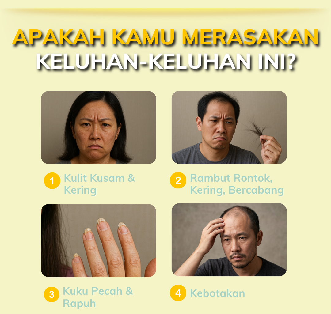 Keluhan kulit kusam, rambut rontok, kuku pecah, kebotakan